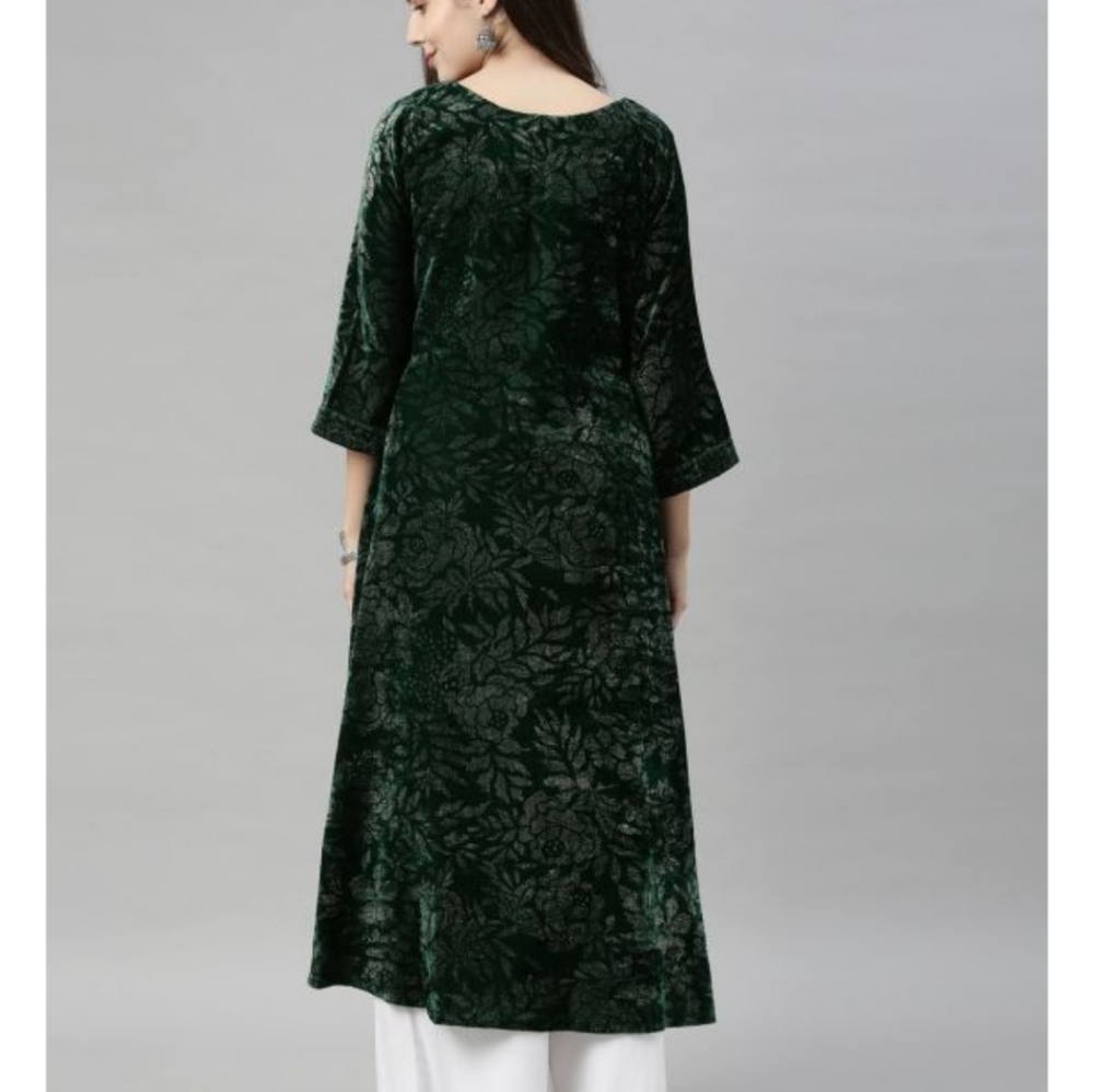 Green Zari Velvet Flared Kurta - Picture 7 of 7